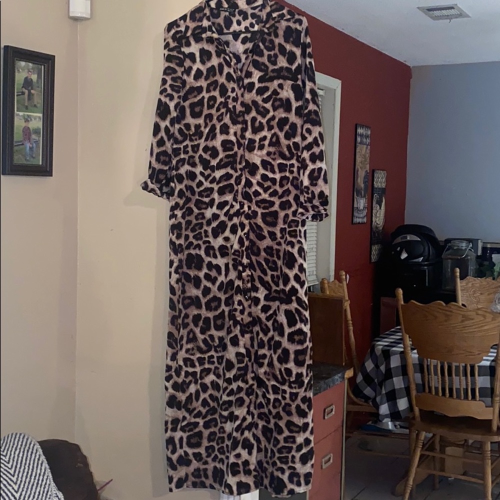 Straight leopard maxi dress